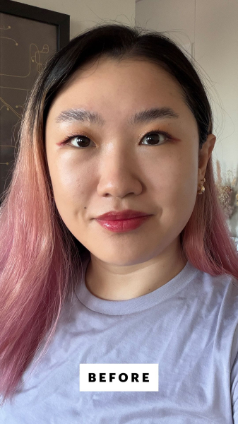 Allure commerce editor Sarah Han before applying the Maybelline New York Lifter Stix MultiUse Stick