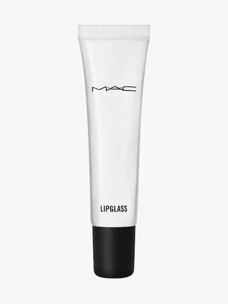 MAC Clear Lip Glass in branded tube component on a light gray background