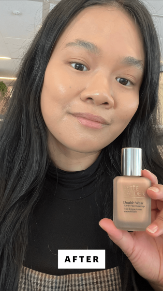 Calaor after applying the Este Lauder Double Wear StayinPlace Foundation